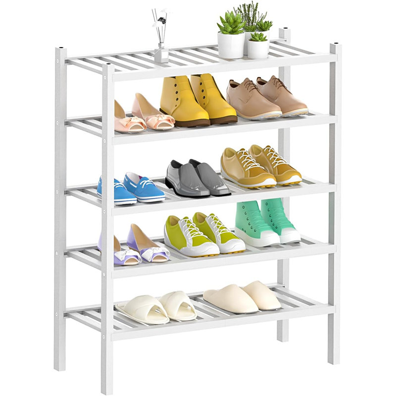 12 Pair Stackable Shoe Rack, White
