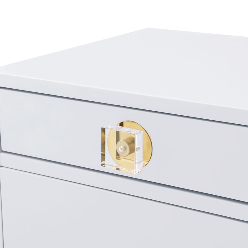 Table d'appoint en acrylique 1 tiroir 1 porte Araceli, Blanc