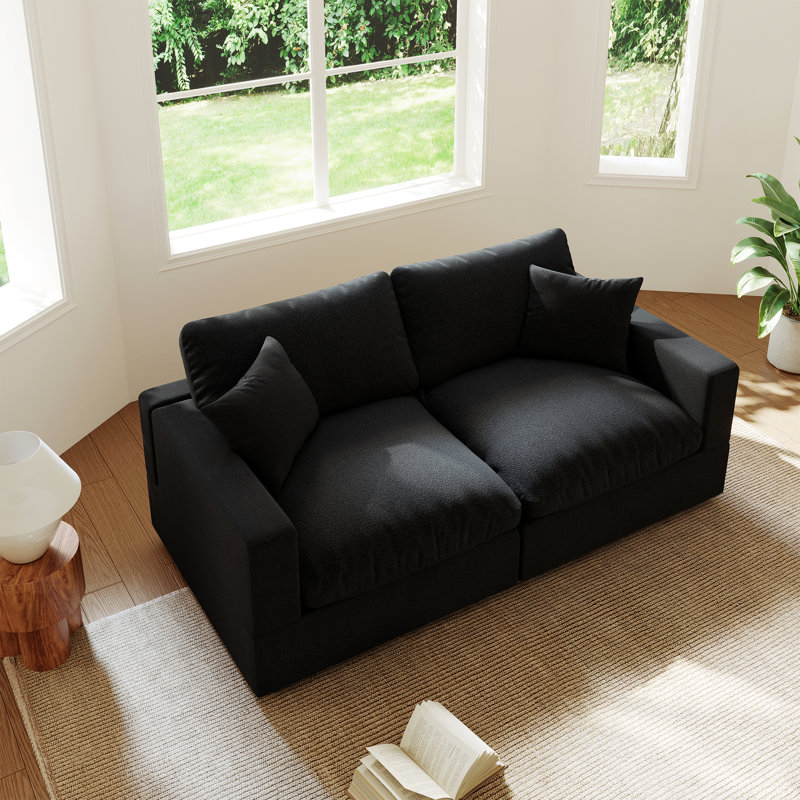 Canapé rembourré, canapé modulaire modulaire Cloud Couch pour salon, chambre à coucher, H 24,8 po x l 67 po x P 28,3 po, 2