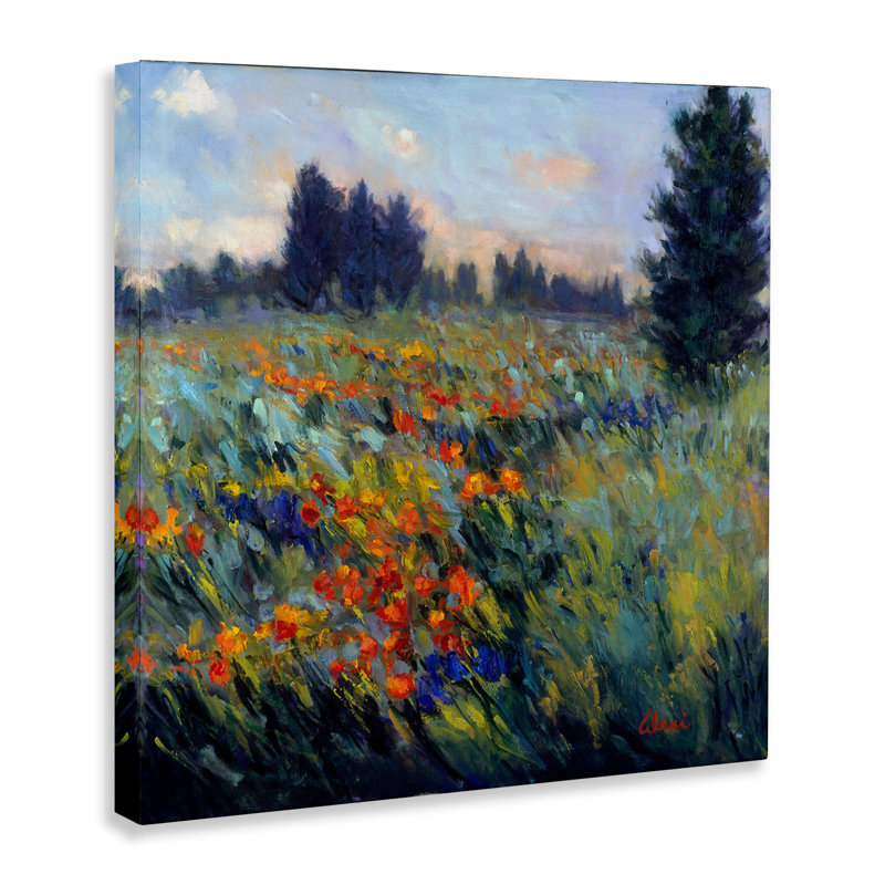«Flower Meadow Landscape» sur toile, H 17 po x l 17 po x P 1,5 po