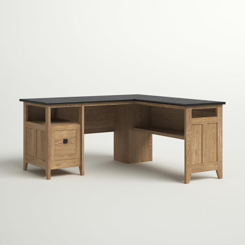 Bureau de direction en L, Ardoise Rosso / Chêne Dover