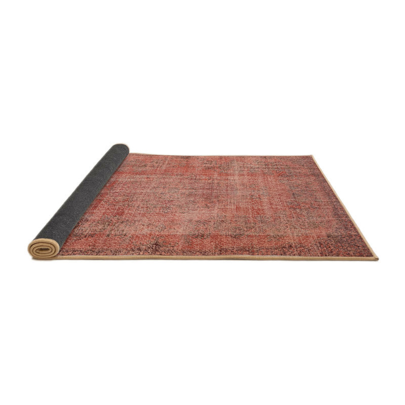 Tapis orange / gris en laine Abstract, Rond 4 pi