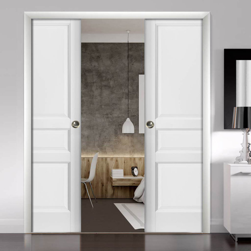 Portes blanches à panneau coulissant Lucia, 56 po x 96 po