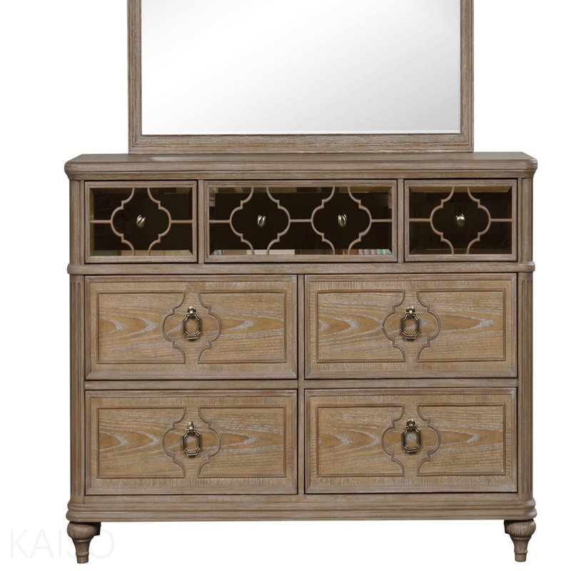 Panneau de miroir avant simple simple avec commode en chêne massif