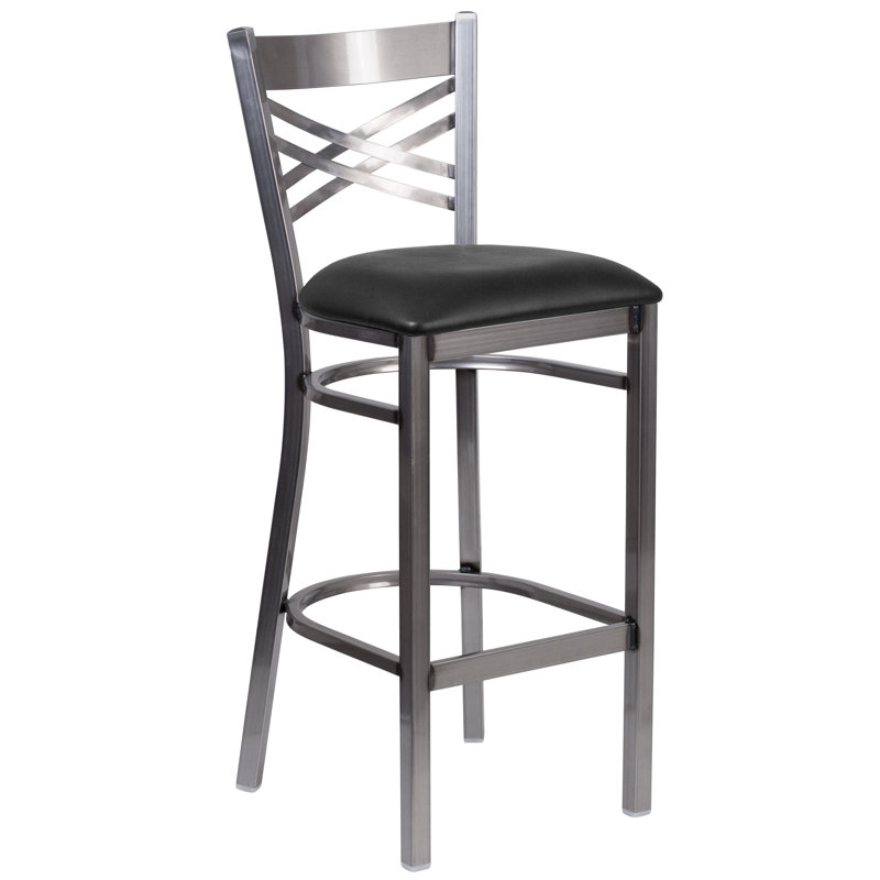 Tabouret de bar en métal «X», Noir, Argent, 1