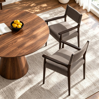 Ensemble de 2 fauteuils de salle à manger rembourrés en bois massif
