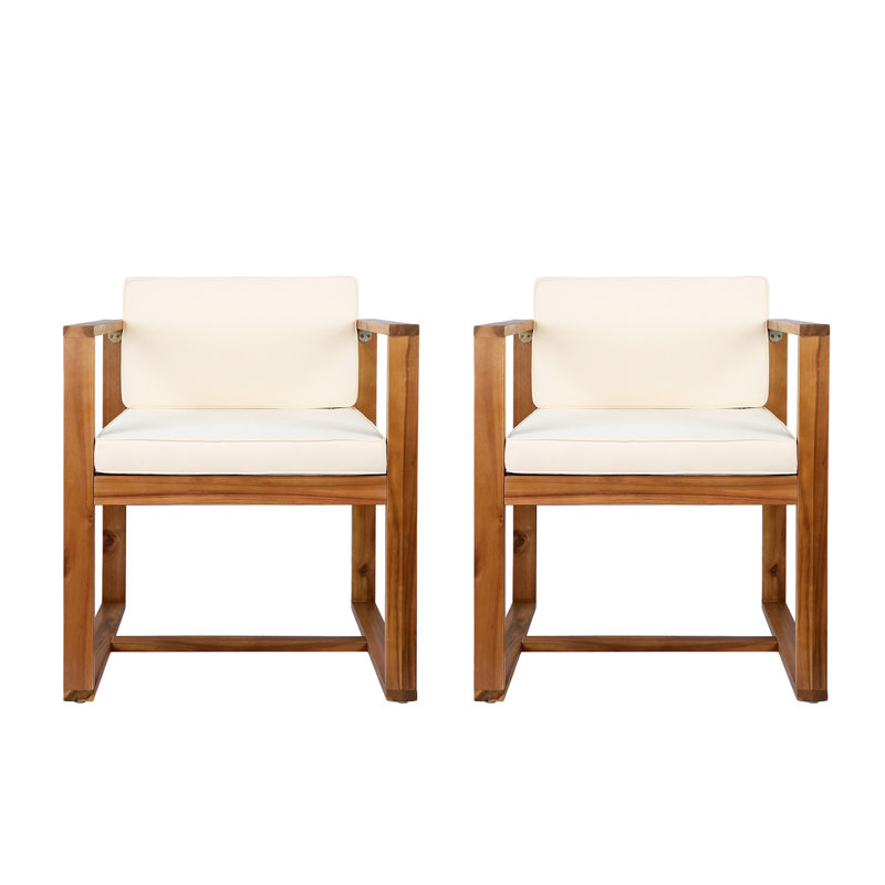 2 chaises de patio pour un confort et un soutien réconfortant. Siège en mousse épaisse. Structure en bois et élément beige. Installation facile de 2 fauteuils. Ouverture exceptionnelle. Dossier inégalé.