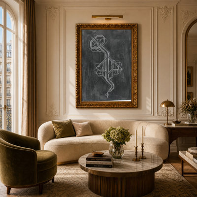 Diagramme technique blanc sur fond noir - Tableau mural sur toile