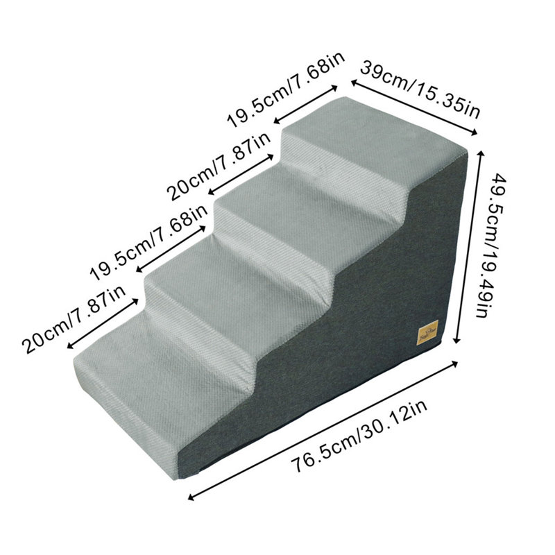 Pet Stairs With Steps, 4 Steps (19.49" H x 30.12" W x 15.35" D)