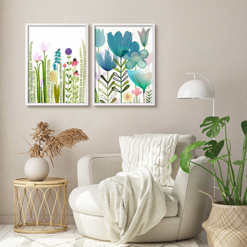 "Green Wildflowers", variété moderne et vibrante, Blanc / Blanc, H 14 po x l 11 po