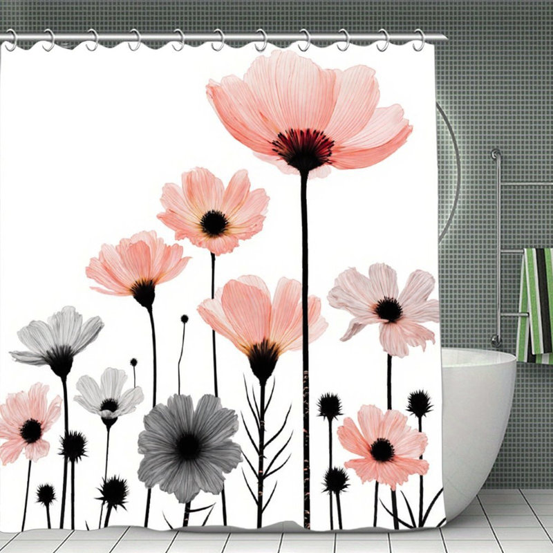 Rideaux de douche Pink Cosmos Flowers, 71 x 71