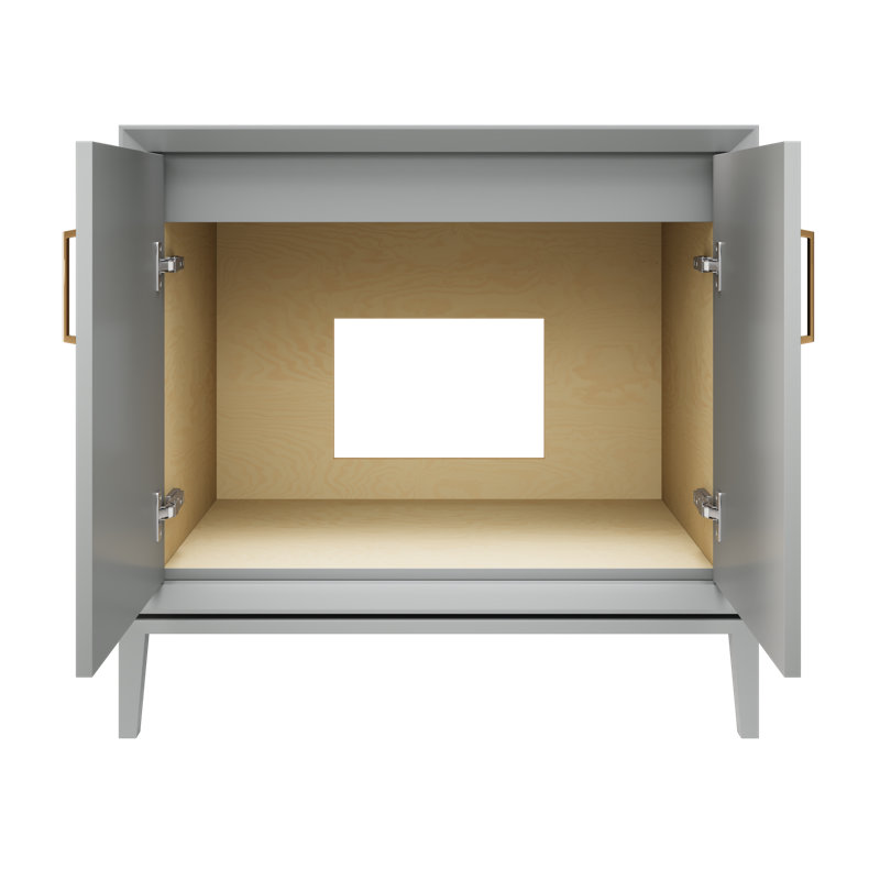 Alexandra Single Bath Vanity, Platinum Gray, Satin Gold, 36"