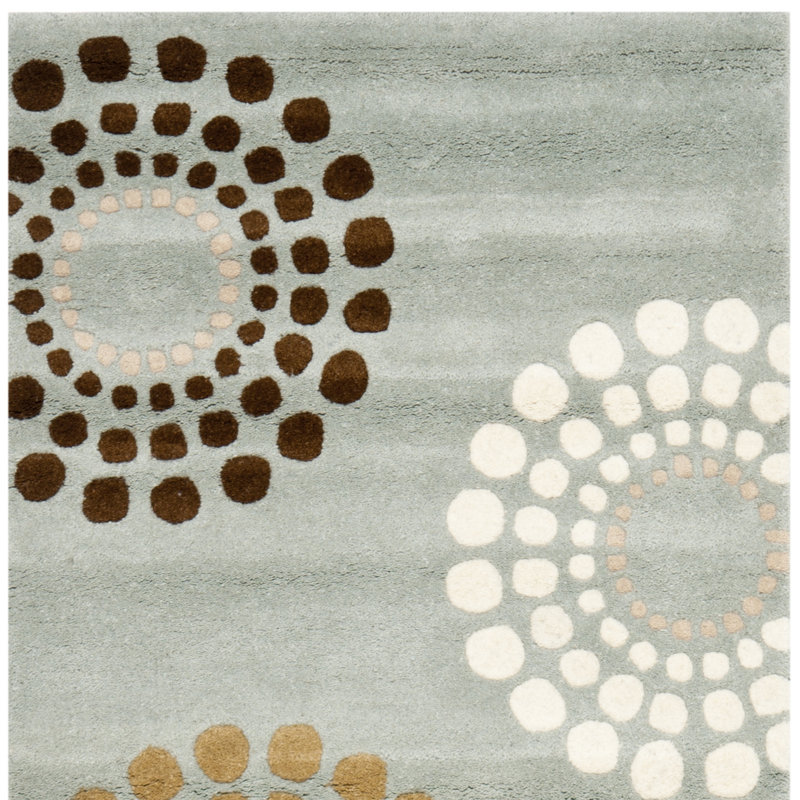 Tapis bleu clair touffeté à la main à motif floral Mancini, Tapis de couloir 2 pi 6 po x 8 pi