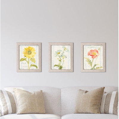 «Floursack Florals II & III» par Danhui Nai, ensemble de 3 reproductions d'art sur papier encadrées