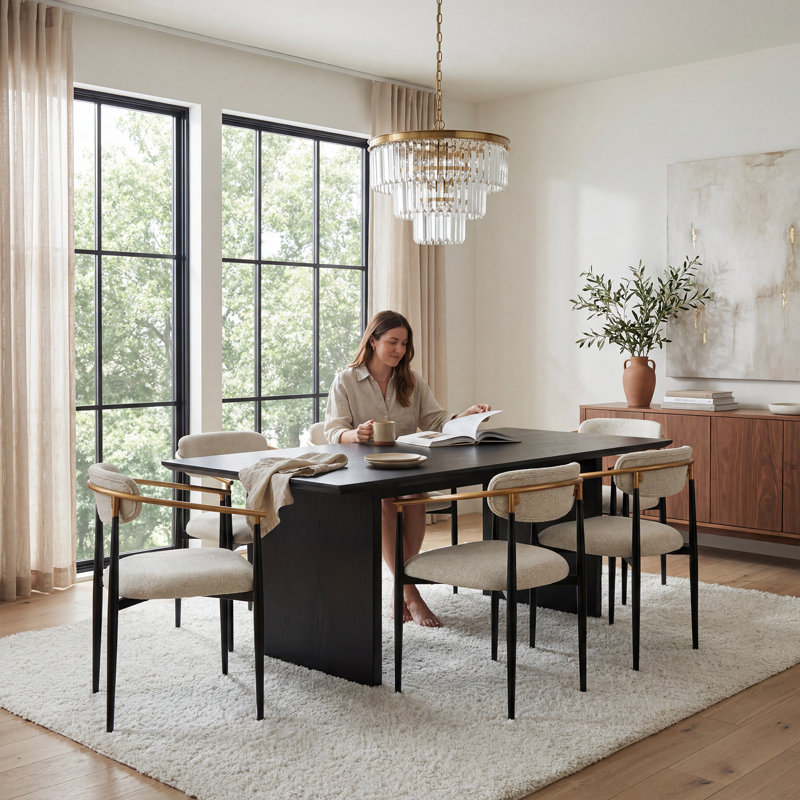 Chaises de salle à manger modernes COLAMY MATRIX, hauteur d'assise standard de 49,5 cm (19,5 po) pour tables de 71 à 76 cm (28 à 30 po), couleur camel, ensemble de 4 ou 6.