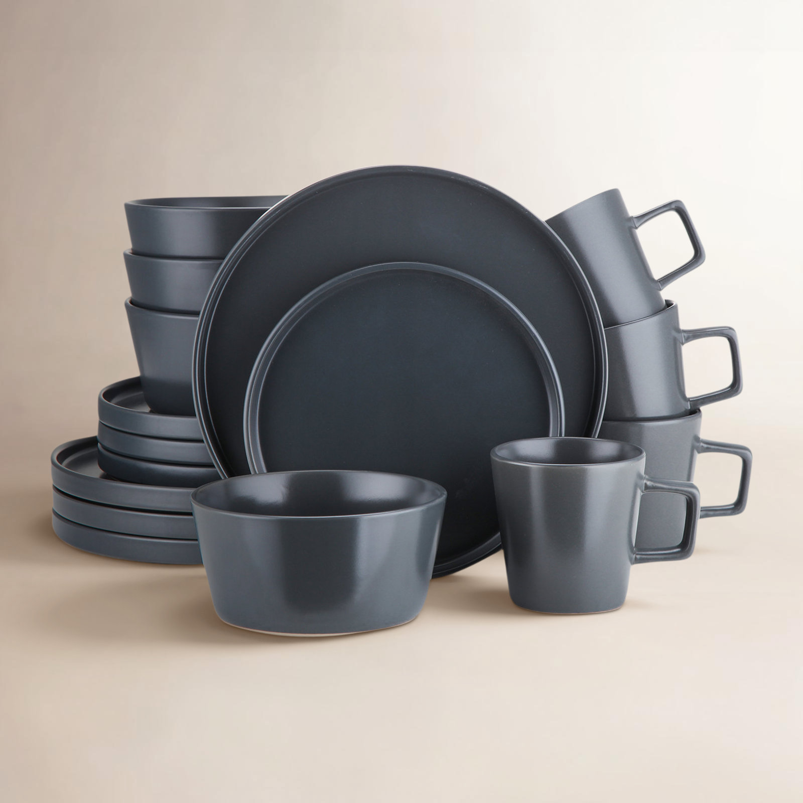 Celina Stoneware Dinnerware Set, Matt Gray, 16