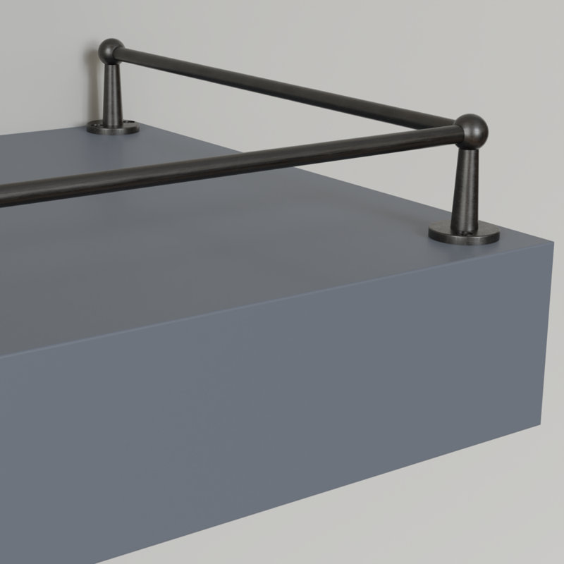 Ensemble de rail de galerie traditionnel, pour étagère - plat , Noir mat, H 1,71 po x l 48 po x P 12 po