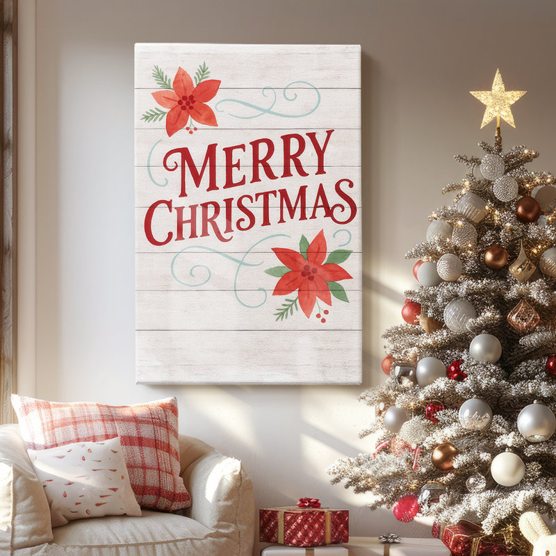 Holly-Red Sleigh Whisper-Premium, toile tendue avec châssis, H 18 po x l 12 po