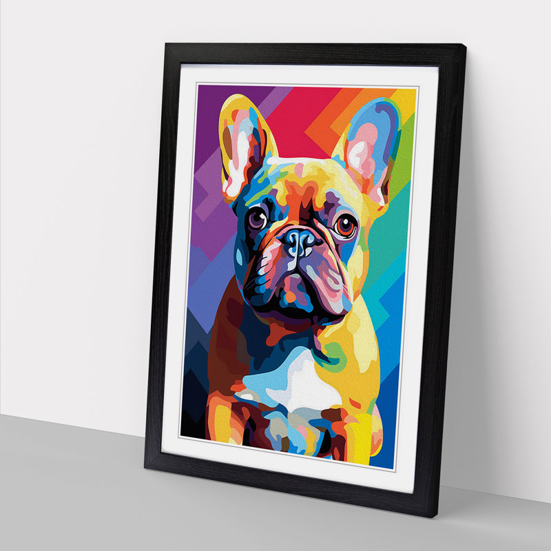 French Bulldog Colour Field - Framed Print, Black, 34cm H x 25cm W x 2cm D