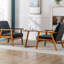 Ensemble de 2 chaises d'appoint avec table d'appoint, chaise d'appoint moderne Mid-Century, chaise d'appoint avec accoudoirs en bois, fauteuil de lecture confortable pour le salon, la chambre à coucher, le bureau-327336540