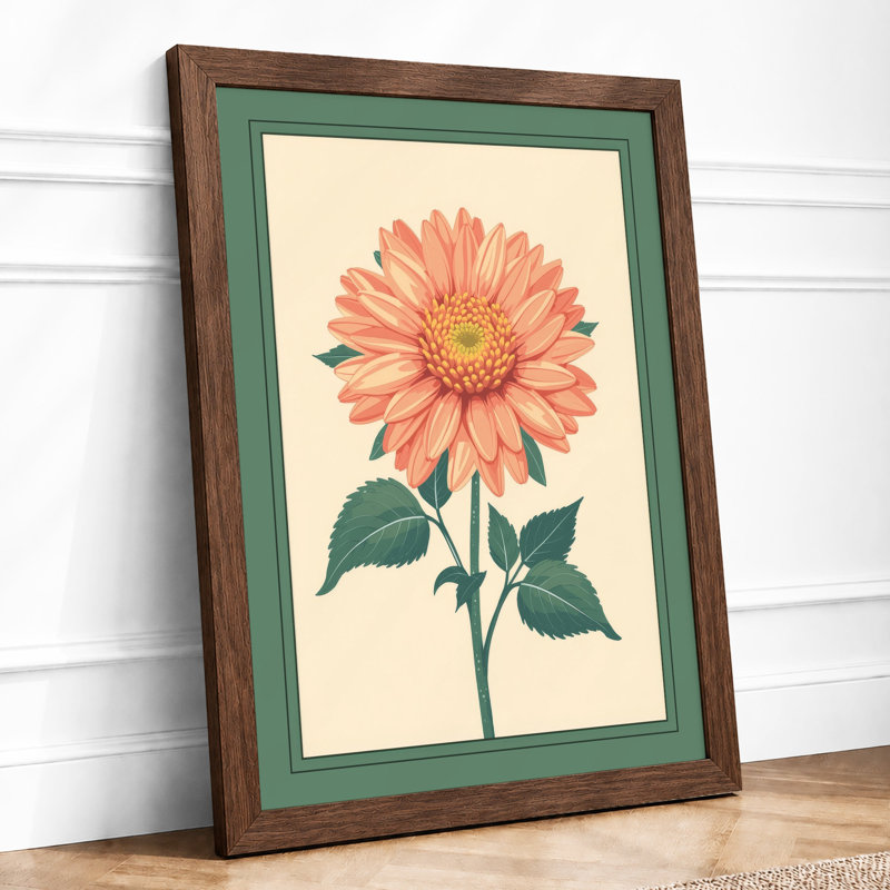 Single Gerbera Specimen Botanical - Print, Walnut, A1 - 84.1 x 59.4 cm