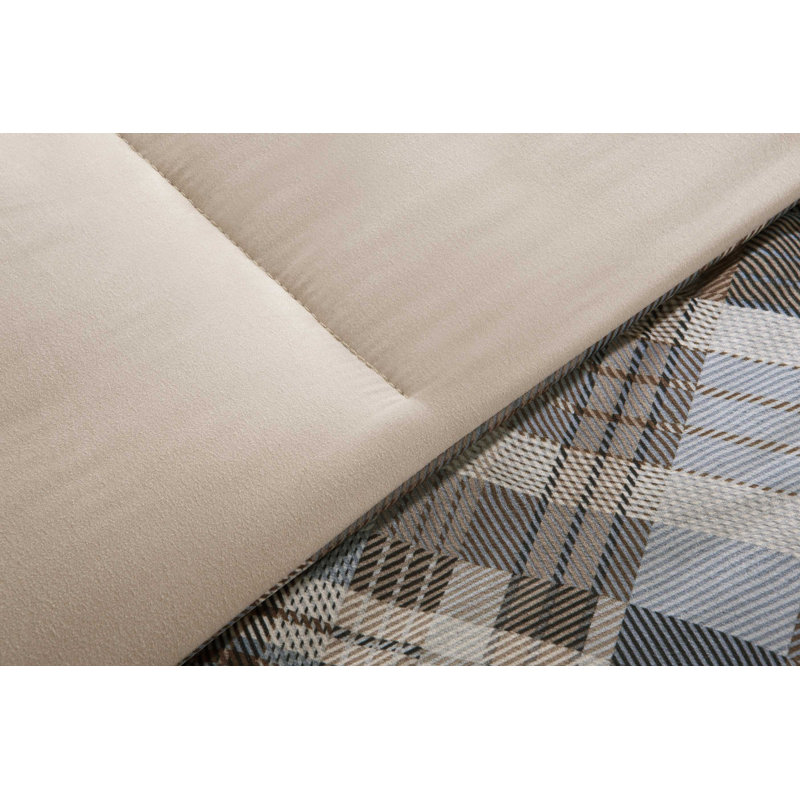Rustic Brown and Blue Plaid Down Alternative Comforter Set