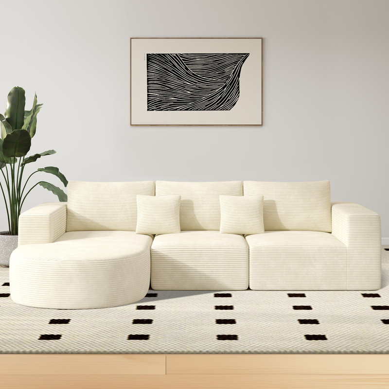 3 Seater Corner Sofa , Beige, Left Hand Facing