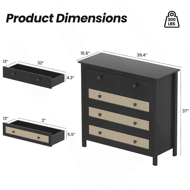 Sideboard Buffet Cabinet With 4 Drawers, Wooden Console Cabinet For Kitchen,Living Room, Dining Room, Black