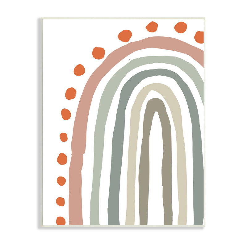 Arc-en-ciel avec pois rouges par Elizabeth Medley - Peinture, H 15 po x l 10 po, Plaque murale