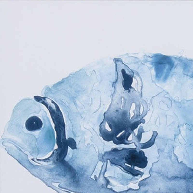 Ensemble de 2 aquarelles bleues, art encadré