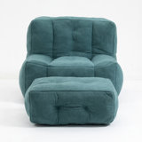 Plush Memory Foam Bean Bag Chair with Ottoman | Ergonomic Lazy Sofa for Adults | Super Soft Modern Design for Living Room/Bedroom/Apartment