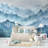 Misty Blue Layered Mountains Wall Mural-1605084729