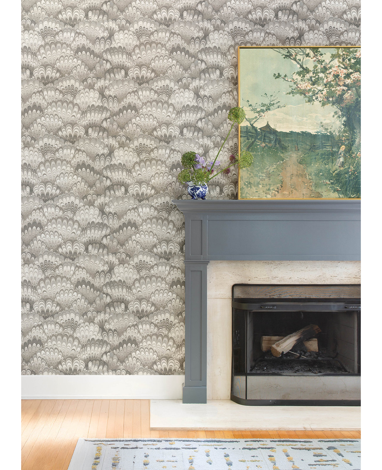 Marbled Ink Wallpaper Double Roll, Beige