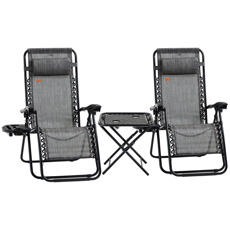 Outsunny Zero Gravity Chair Set With Side Table