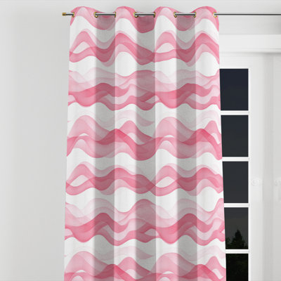 Teens Abstract Window curtains - Flowing Blush Waves Velvet Grommet Curtain - 1 Panel