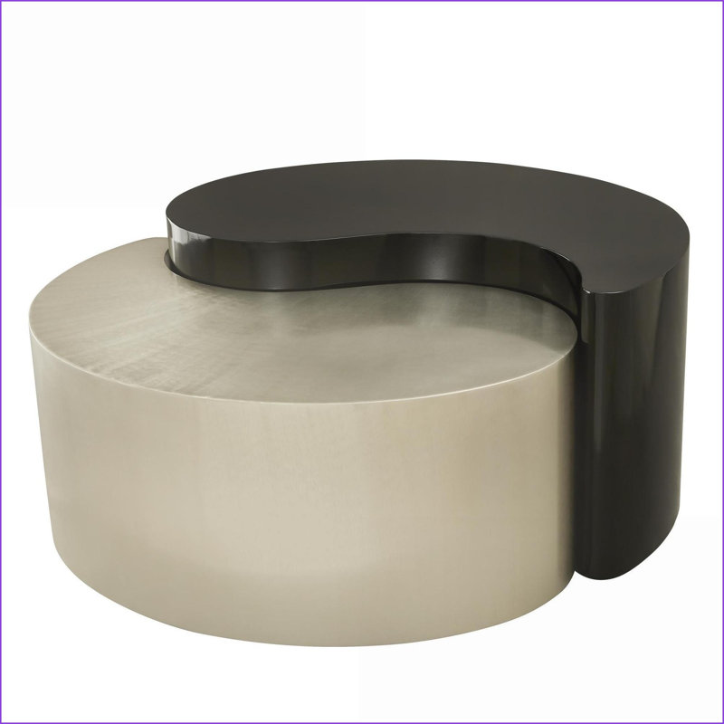 Table basse en fer noir et argent Ying Yang pour salon moderne - point focal unique et durable
