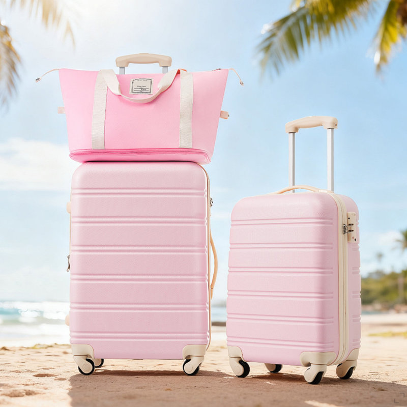 Valise Hardshell 2 pièces + valise à roulettes avec verrou TSA léger 20 po + 24 po