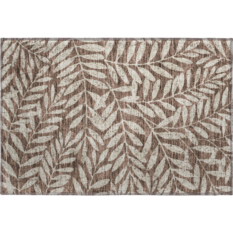 Premium Machine Washable Prisco Brown Rug, Rectangle 1'8" x 2'6"