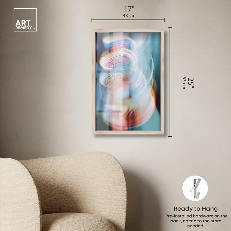 Décoration murale abstraite Swirling Light II Shadowbox par Art Remedy, Crème, crème, H 25 po x l 17 po