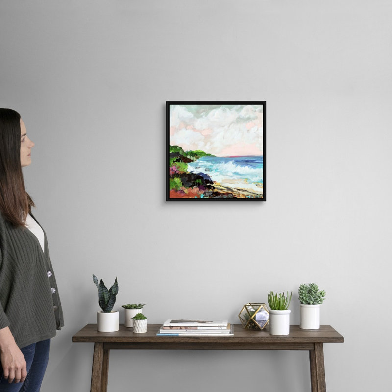 Surfscape VII par Karen Fields - reproduction d'art, H 18 po x l 18 po x P 1,75 po, Toile avec cadre noir