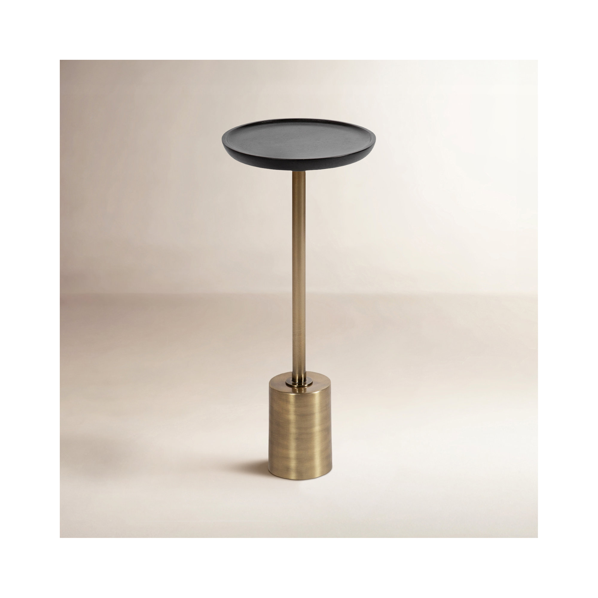 Armengol Solid Wood End Table, Black, Gold