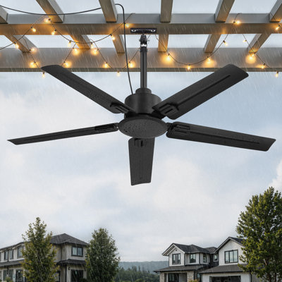 Cissline 48" Waterproof Plug-in Outdoor/Indoor Ceiling Fan with Remote Control for Patios & Covered Spaces