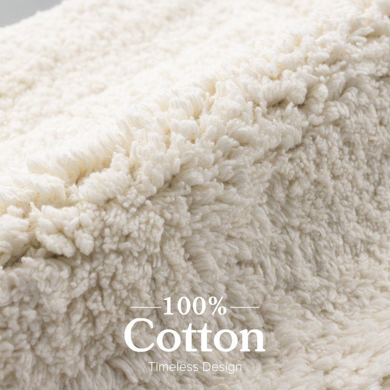 Tapis de bain antidérapant 100% coton, Simple - L 32 po x l 32 po, Ivoire ivoire