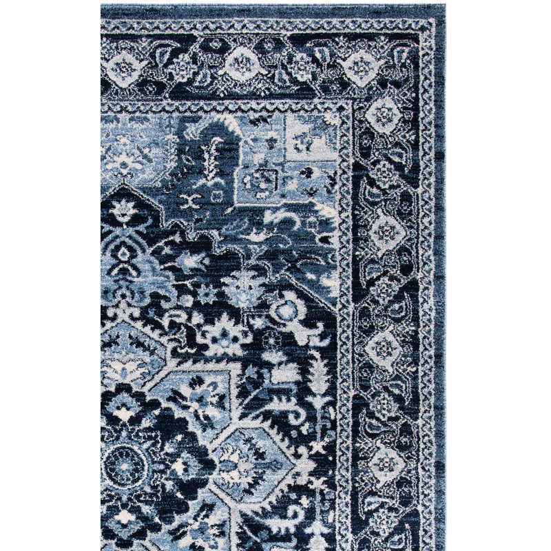 Cestina Oriental Navy/Blue Area Rug, Rectangle 8' x 10'
