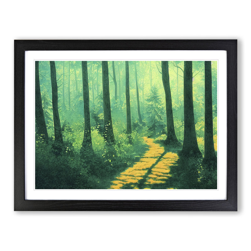 Summer Forest Pathway Vol.5 - Single Picture Frame Print, Black Framed, 34cm H x 46cm W x 2cm D