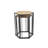 Set Of Two 24" Black And Brown Solid Wood And Steel Hexagon Nested Tables