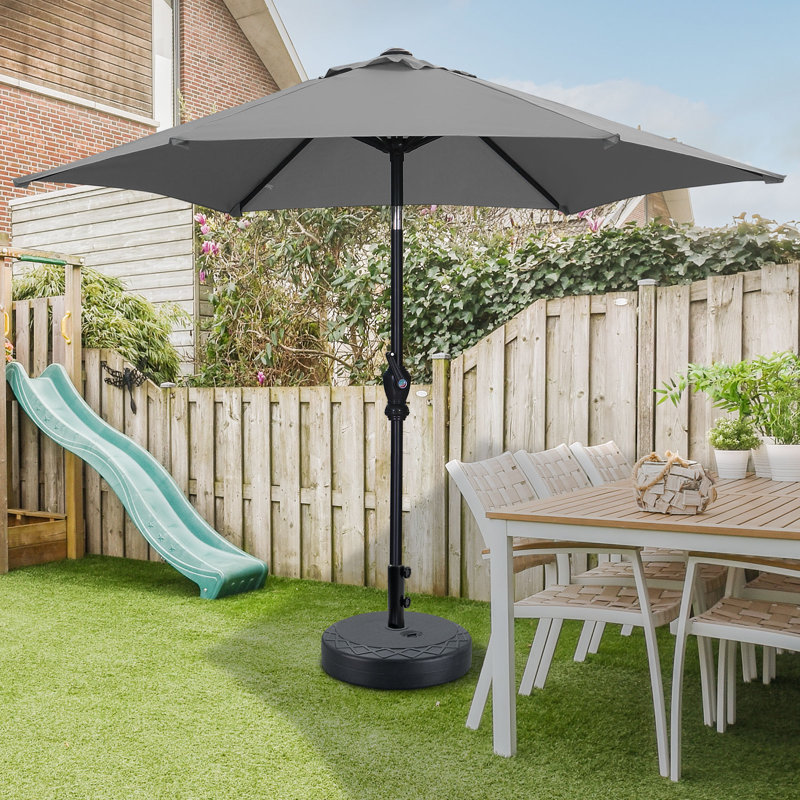 Parasol de patio 7,5 pi avec base, Gris