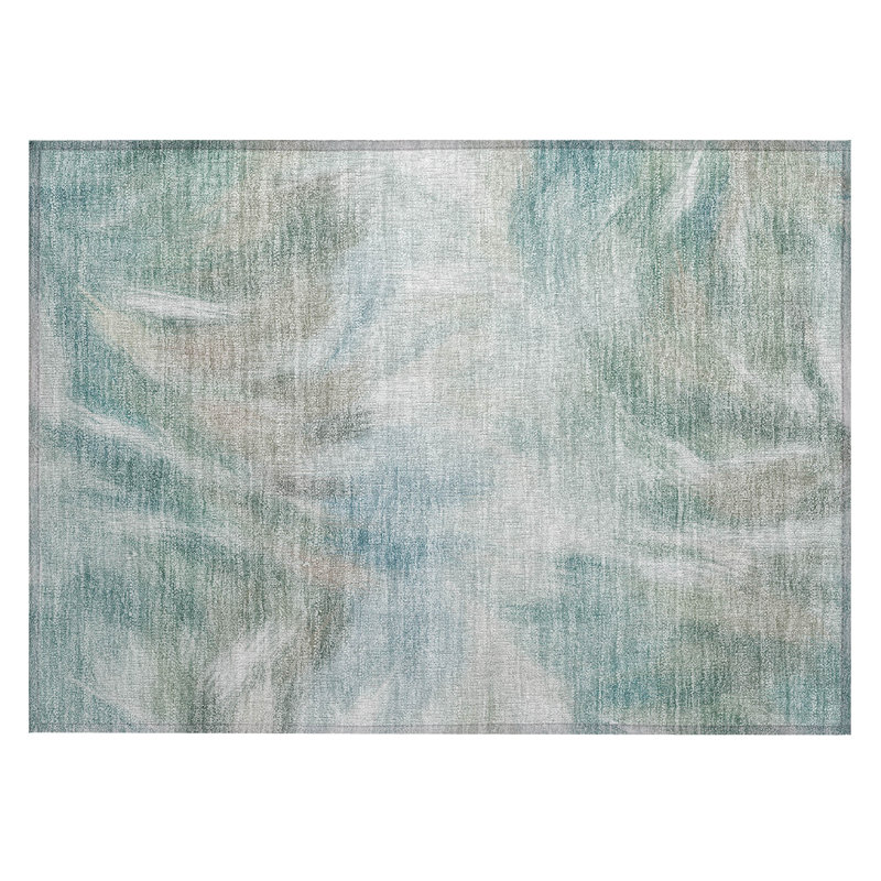 Machine Washable Indoor/Outdoor Xhevrie Sky Rug, Rectangle 1'8" x 2'6"