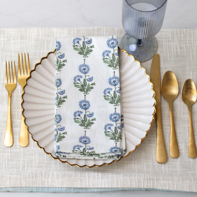 Amalthea Blue Handcrafted Block Print Napkins - Set of 4