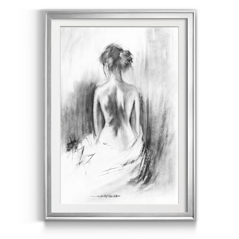 Soft Silhouette II - Reproduction de dessin de cadre photo, Argent, H 30,5 po x l 42,5 po x P 1,5 po